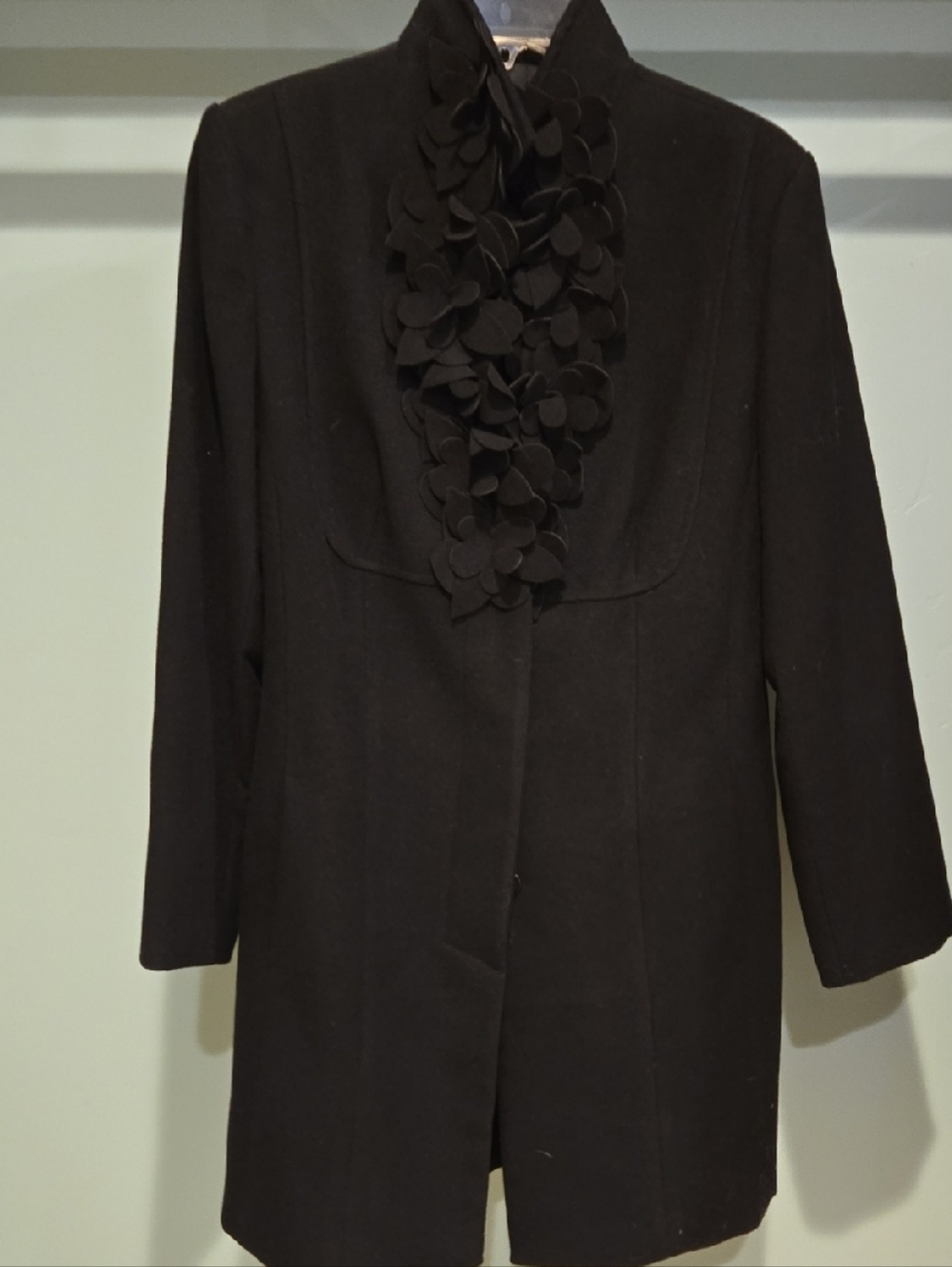Insight Black Women's Coat with Floral Appliqué